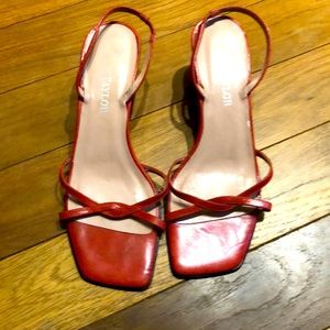 Ann Taylor strappy red heel sandals 7.5